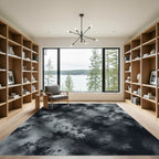 Monochrome Charcoal Abstract Cloud Ink Wash Rug