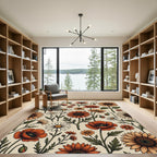 Vintage Autumnal Wildflower Field Meadow Rug