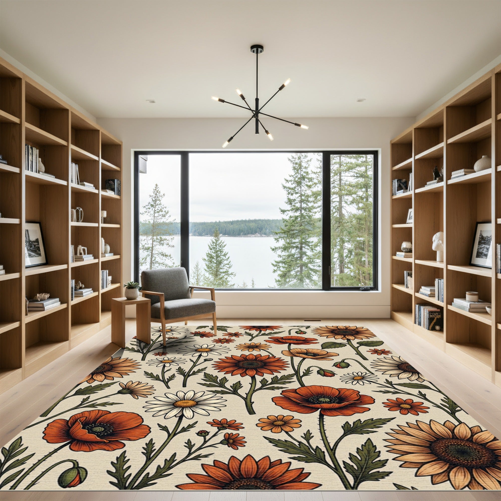 Vintage Autumnal Wildflower Field Meadow Rug