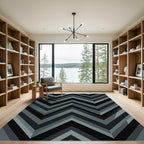 Modern Dark Gray Geometric Chevron Rug