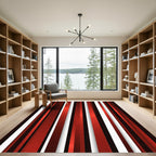 Crimson White Vertical Stripe Composition Rug