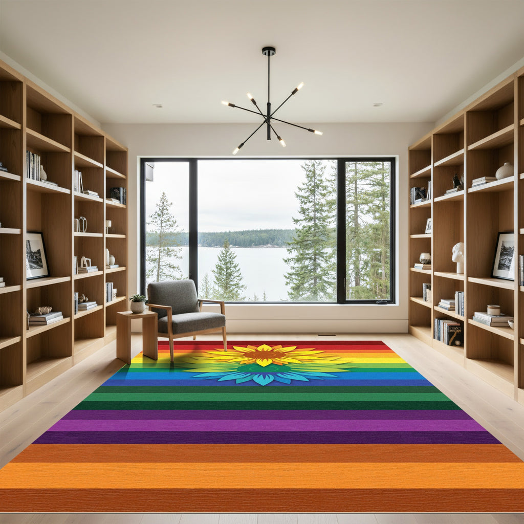 Rainbow Sunflower Bloom Rug