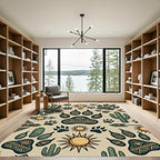 Earthy Southwest Cactus Paw Nomad Art Rug