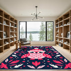 Pink Owl With Hearts And Dots Rug