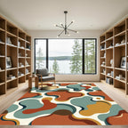 Abstract Organic Earth Tone Fluid Shapes Rug