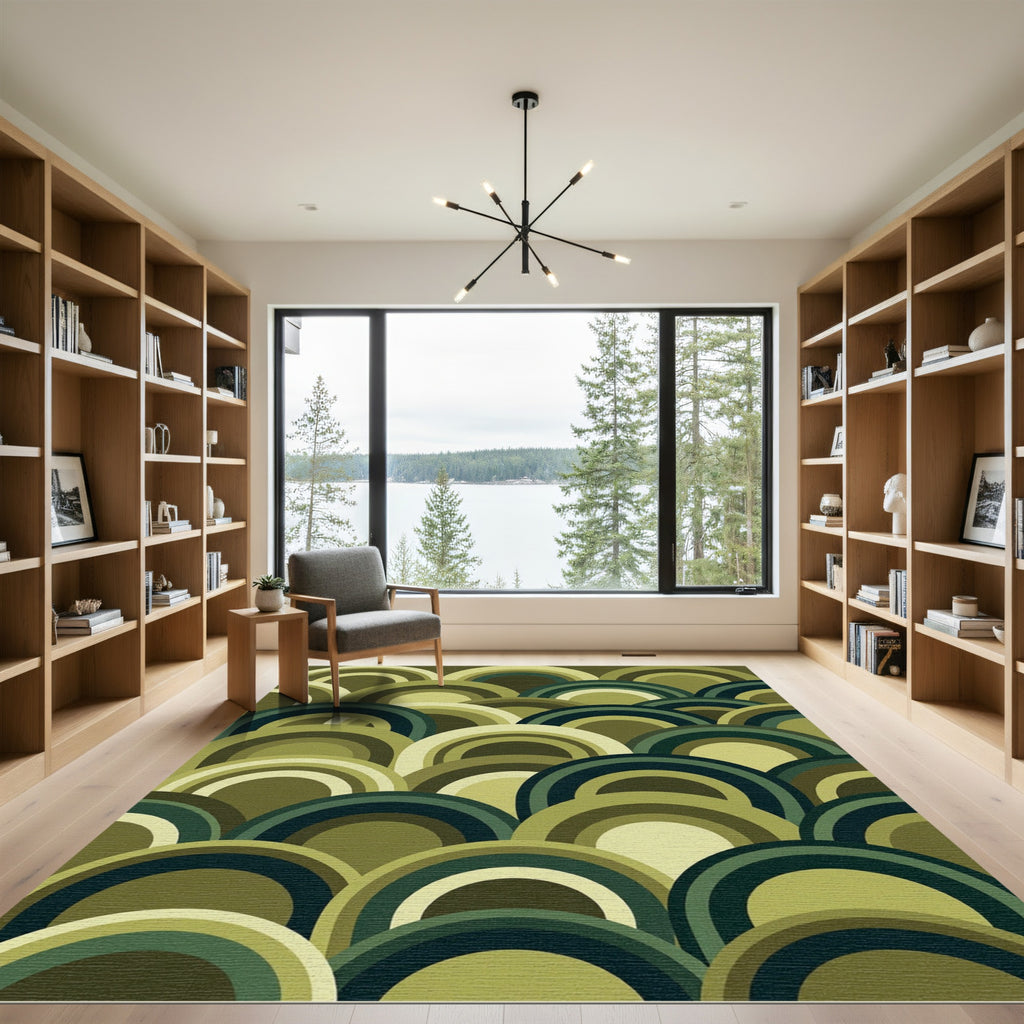 Muted Forest Green Arc Stack Rug