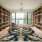 Ornate Golden Acanthus Leaf Composition Rug