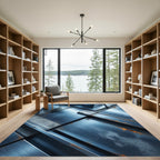 Industrial Blue Steel Geometric Composition Rug