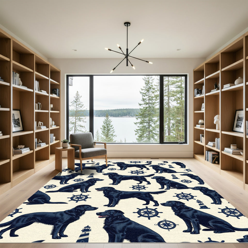Nautical Black Labrador Retriever Compass Rug