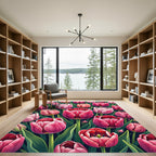 Pink Red Tulip Garden Arrangement Rug