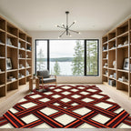 Crimson Orange Lattice Weave Rug