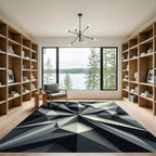 Monochrome Geometric Faceted Star Rug