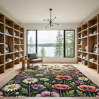 Vibrant Wildflower Field Meadow Garden Rug