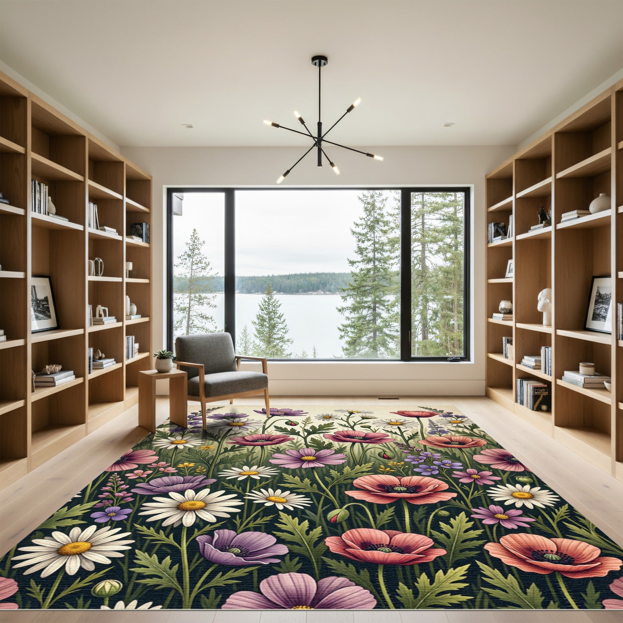 Vibrant Wildflower Field Meadow Garden Rug