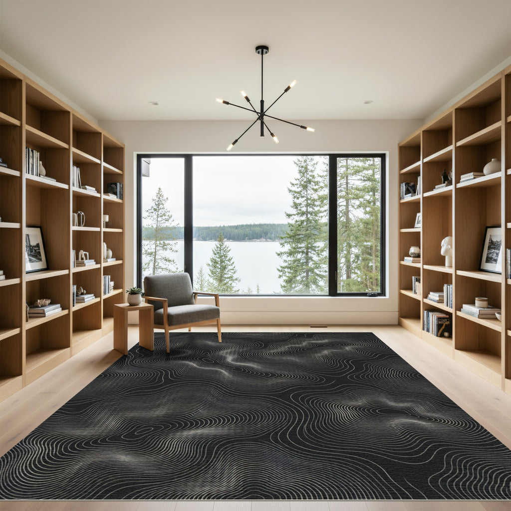 Monochrome Contour Topography Waves Rug