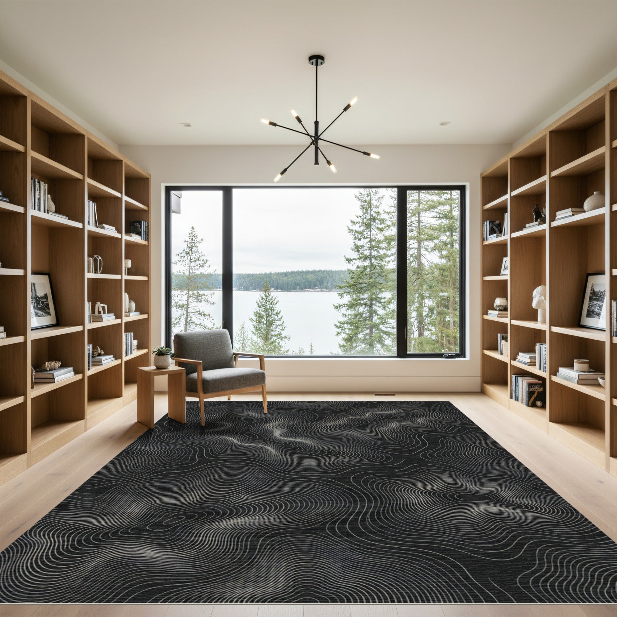 Monochrome Contour Topography Waves Rug