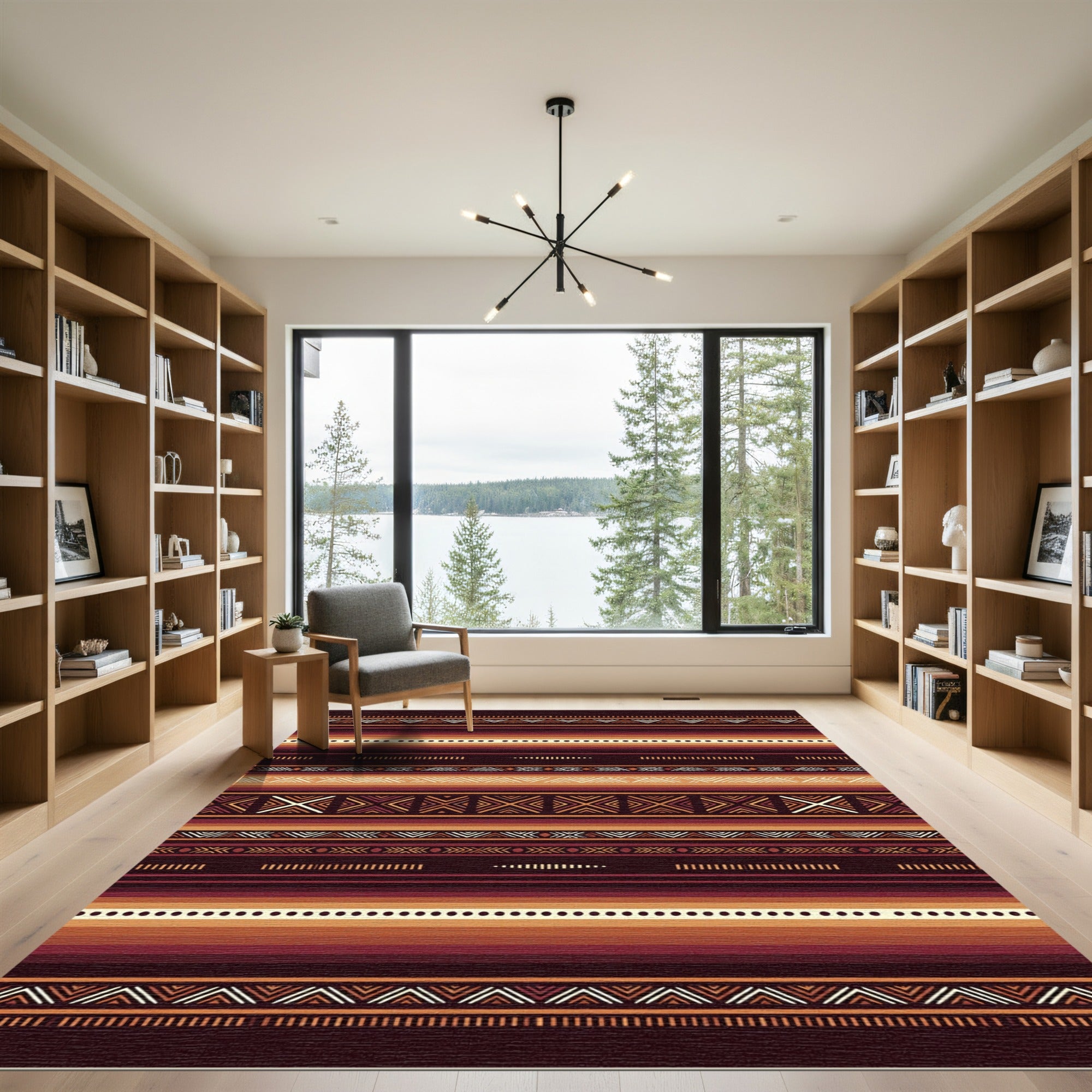 Earthy Brown Southwestern Geometric Striped Rug