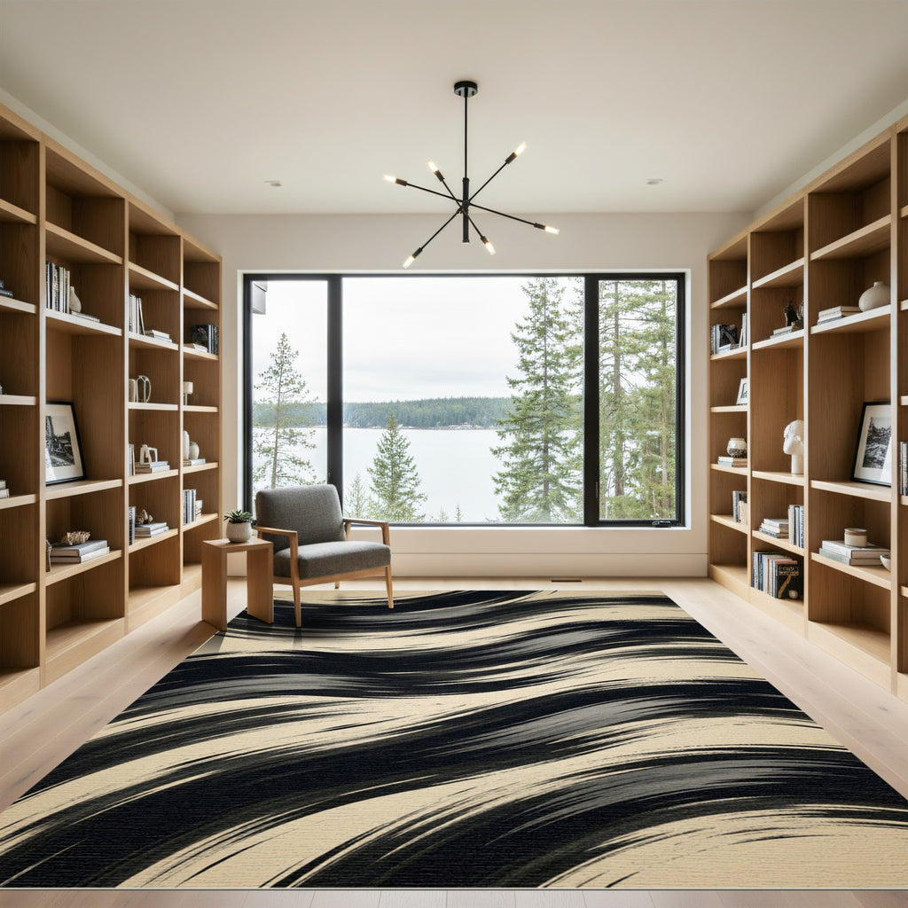 Monochromatic Abstract Flowing Wave Rug