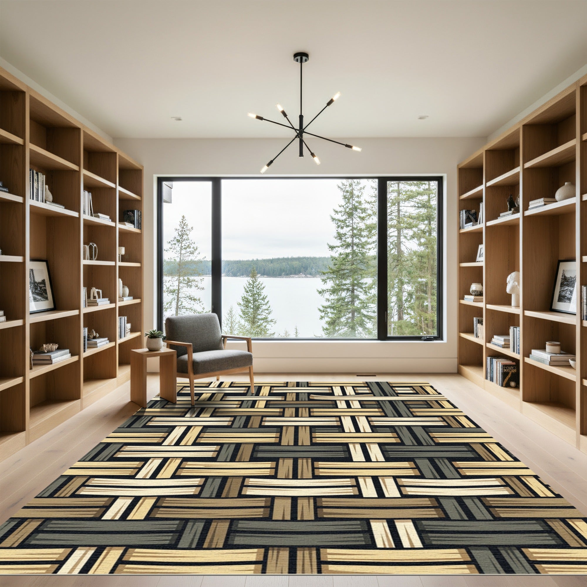 Woven Straw Basketweave Texture Rug