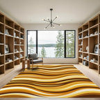 Golden Brown Wavy Swirl Abstract Rug