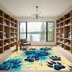 Teal Paw Prints Splash Design Rug