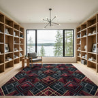 Red Diamond Geometric Lattice Rug