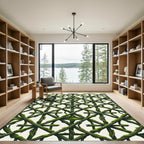 Mossy Botanical Lattice Vine Trellis Rug