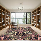 Elegant Rose Pink Damask Medallion Rug