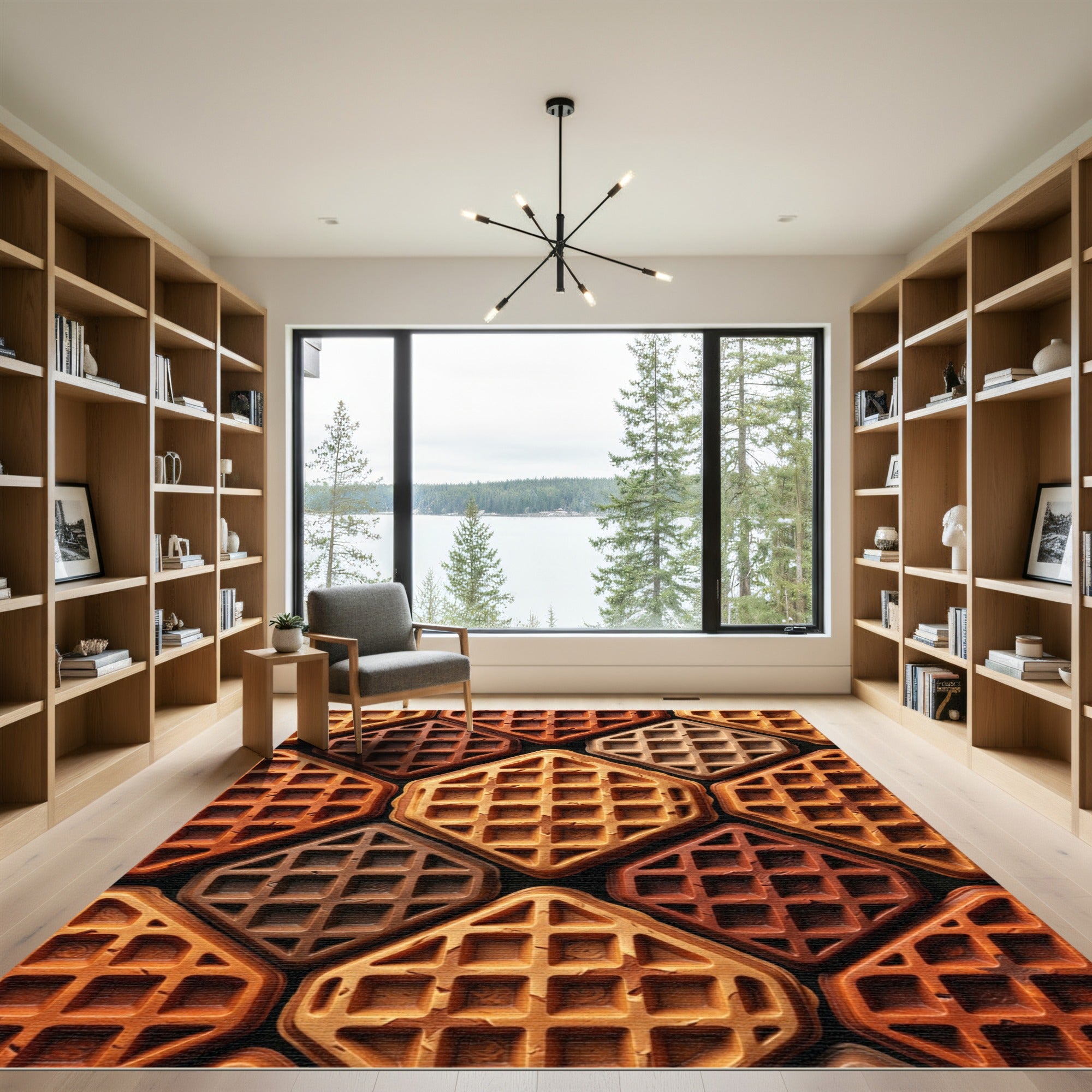 Toasted Golden Waffle Grid Texture Rug