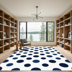 Classic Navy Blue Polka Dot Rug