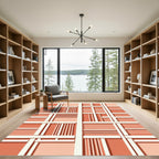 Coral Geometric Intertwined Stripe Rug