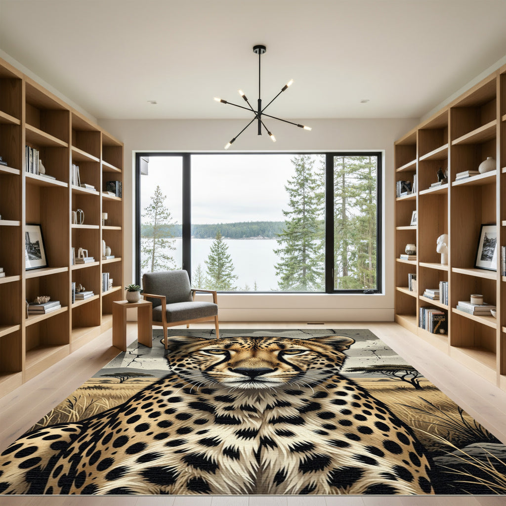 Golden Cheetah Spot Savannah Portrait Rug