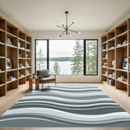 Modern Gray Wave layered Rug