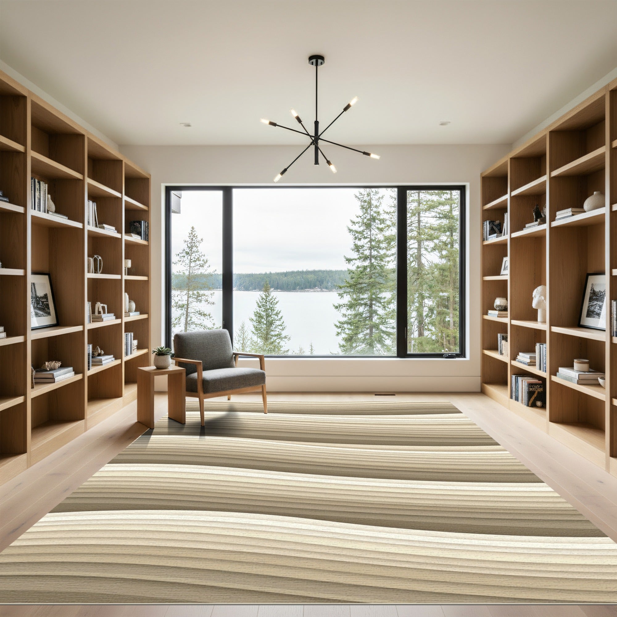 Neutral Sand Wavy Gradient Texture Rug
