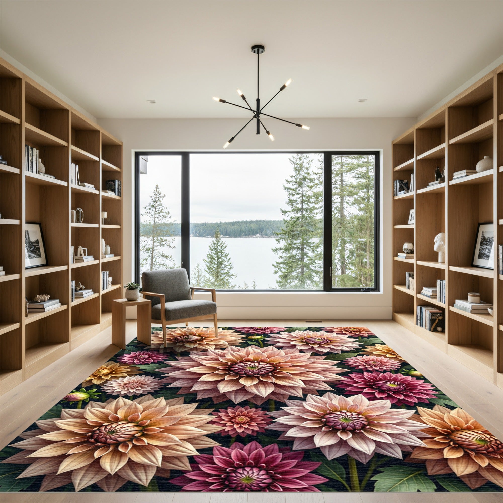 Elegant Pastel Dahlia Floral Bouquet Rug