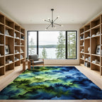 Ethereal Blue and Green Watercolor Cloud Rug