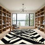 Monochrome Geometric Optical Illusion Steps Rug