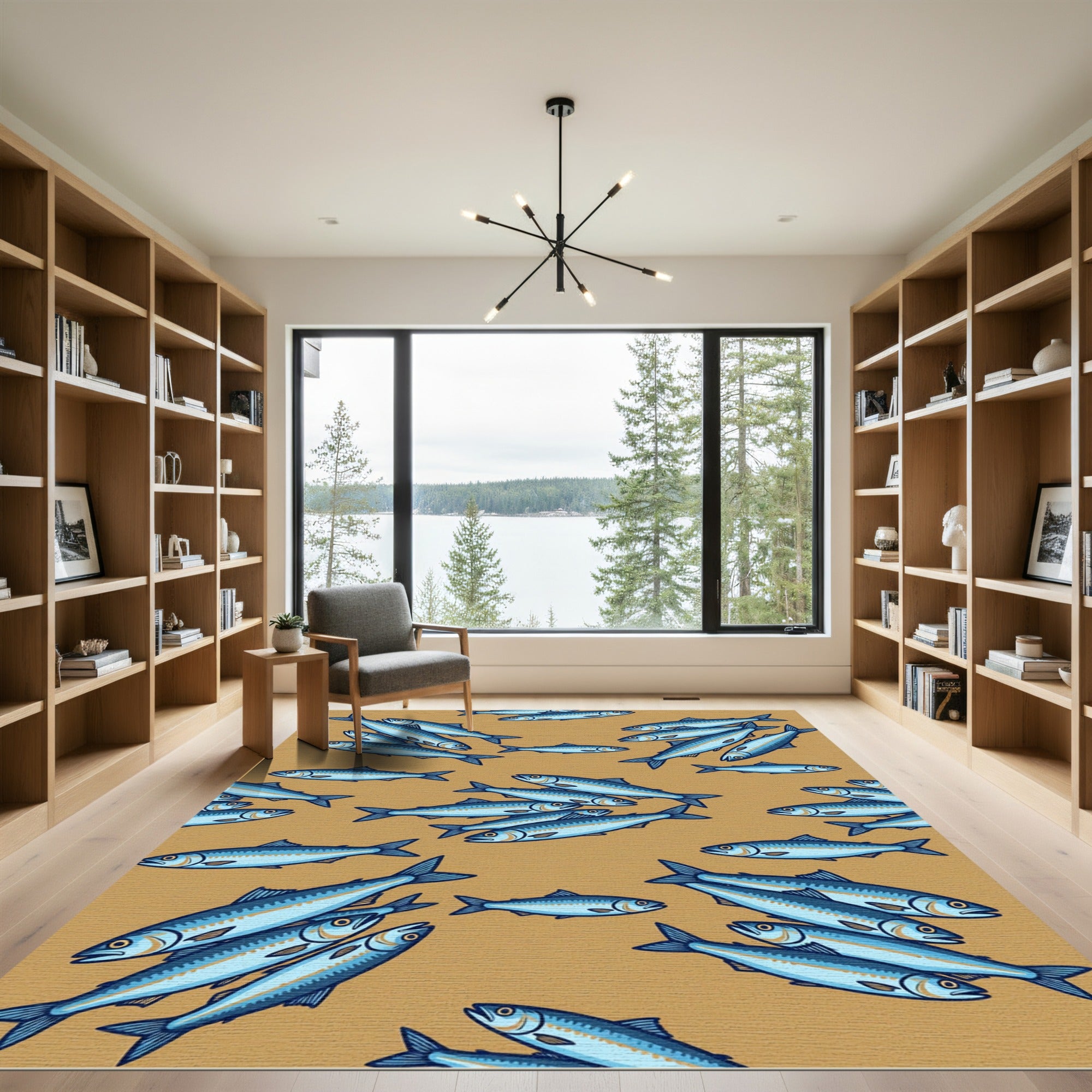 Coastal Blue School of Fish Rug