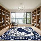 Dark Blue Crow Starry Night Border Rug