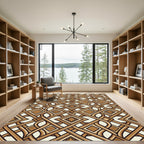 Brown And Cream Interlocking Diamond Tile Rug