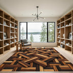 Wood Grain Interlocking Rectangle Composition Rug