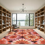 Warm Coral Pink Floral Medallion Rug
