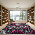 Crimson Hearts Art Deco Floral Rug
