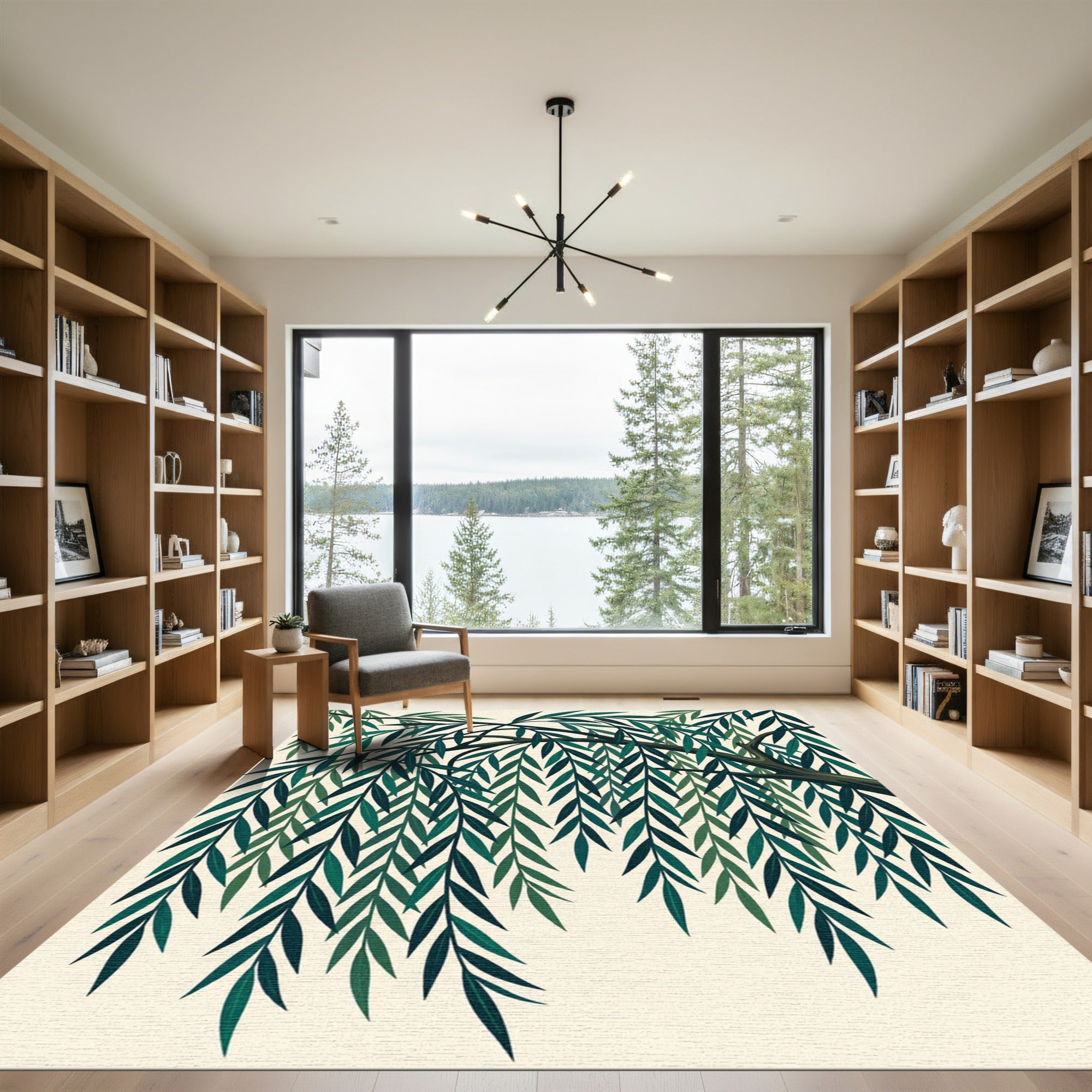 Emerald Green Willow Branch Cascade Rug