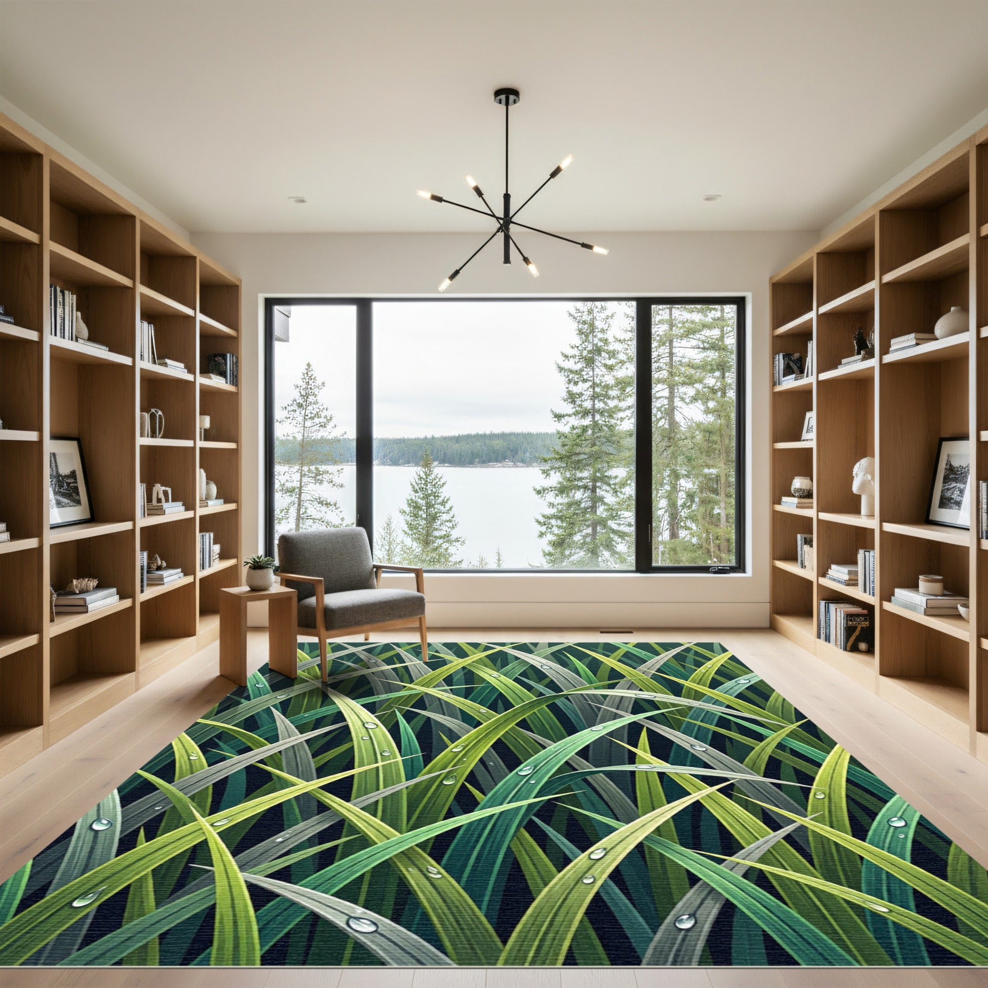 Lush Dewy Grass Blade Meadow Rug