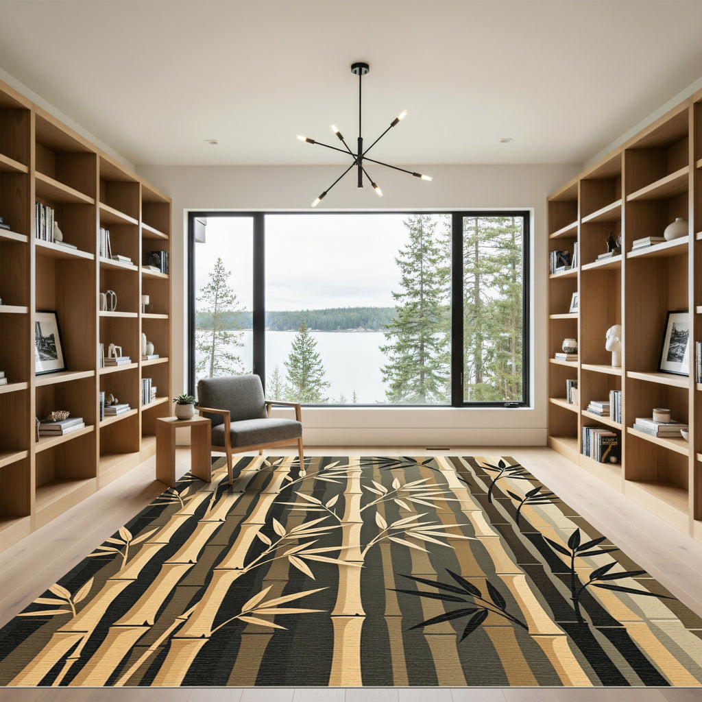 Natural Bamboo Forest Vertical Stripes Rug