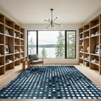 Modern Blue Gradient Polka Dot Rug