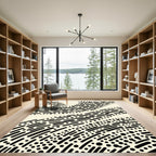 Abstract Black Dot Curve Rug