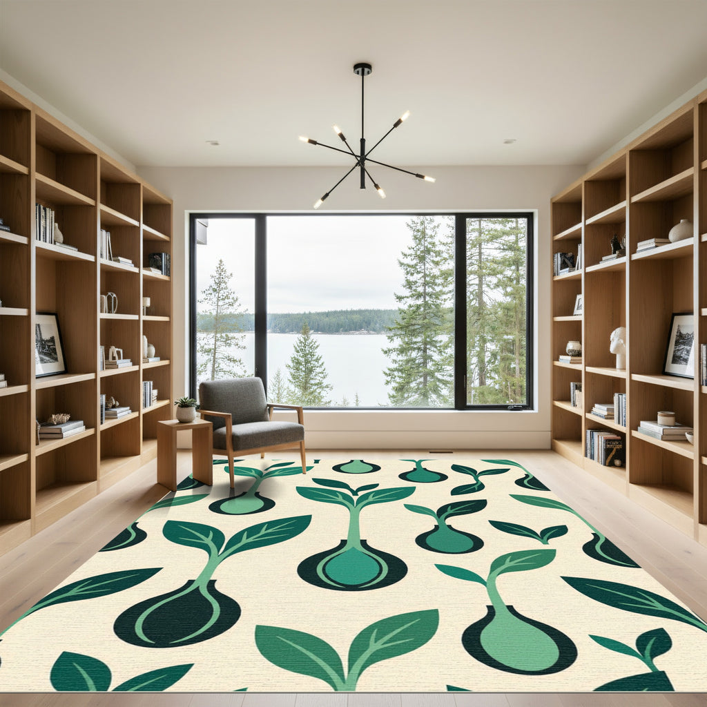 Mid Century Green Sprout Vase Harmony Rug