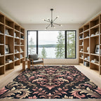 Elegant Mauve Floral Damask Scroll Rug